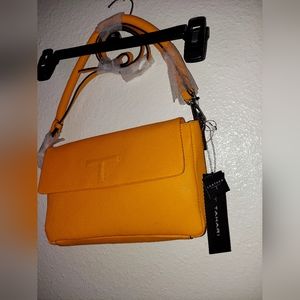 Tahari, mustard, leather crossbody